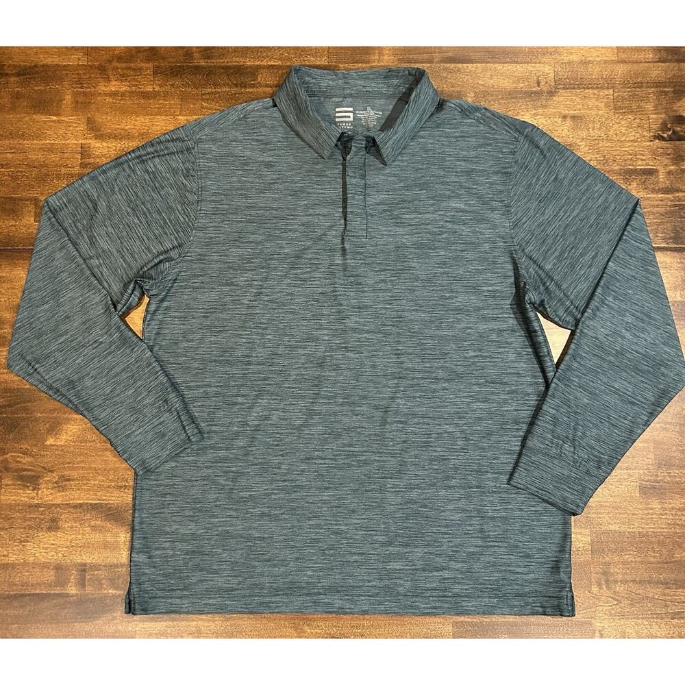 Three Sixty Six Long Sleeve Men’s Golf Polo XL Heather Green